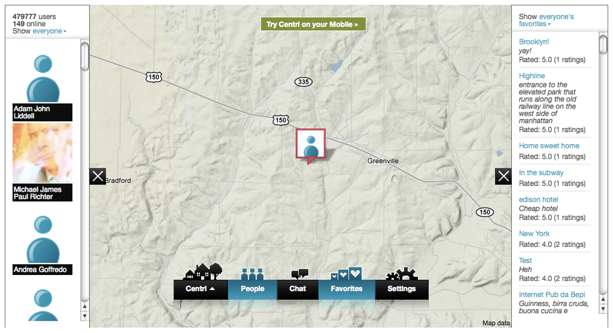 Side panels in Centrl on desktop