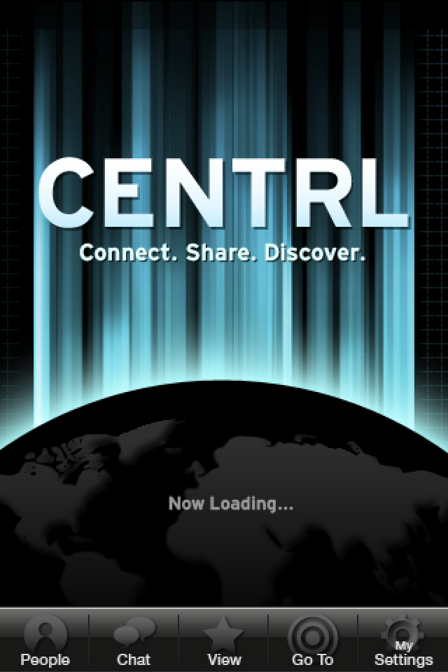 Initial screen of Centrl on mobile